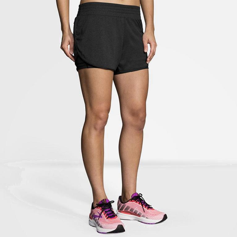 Brooks Rep 3 2-In-1 NZ - Women's Running Shorts - Grey (01924-GQCN)